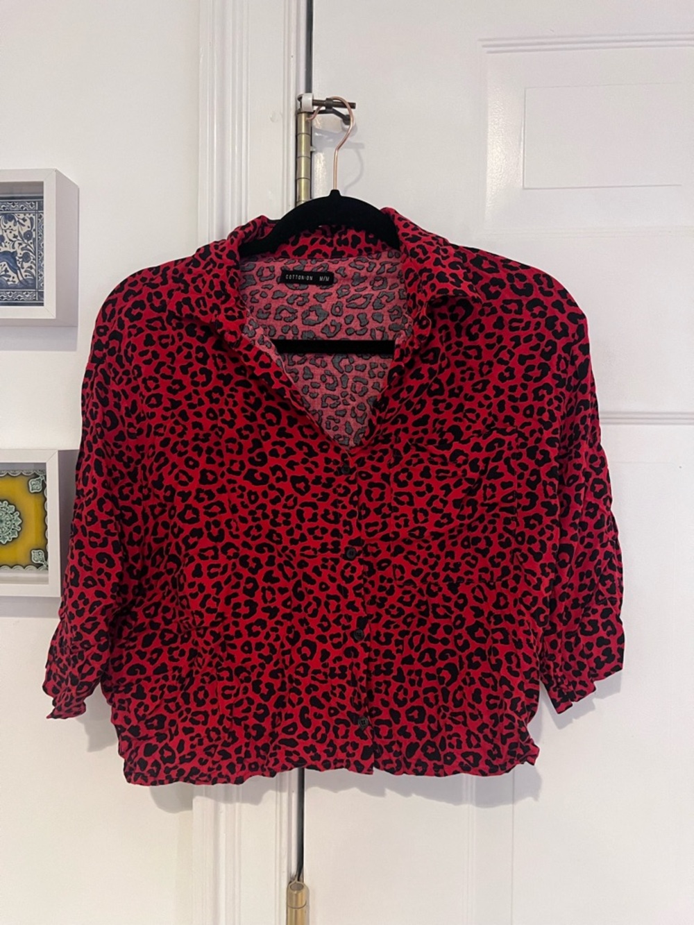 Cotton On Red Leopard Print Blouse - Women's Top